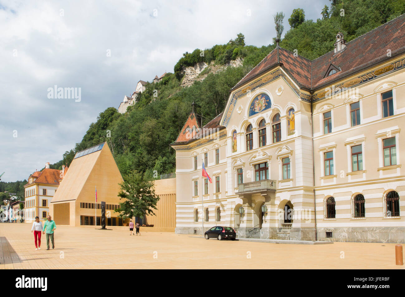 Liechtenstein, Vaduz Stadt, Gobernment Gebäude, Stockfoto