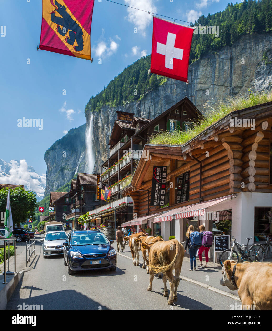 Berg der Schweiz, Stadt Lauterbrunnen, Jungfrau Stockfoto