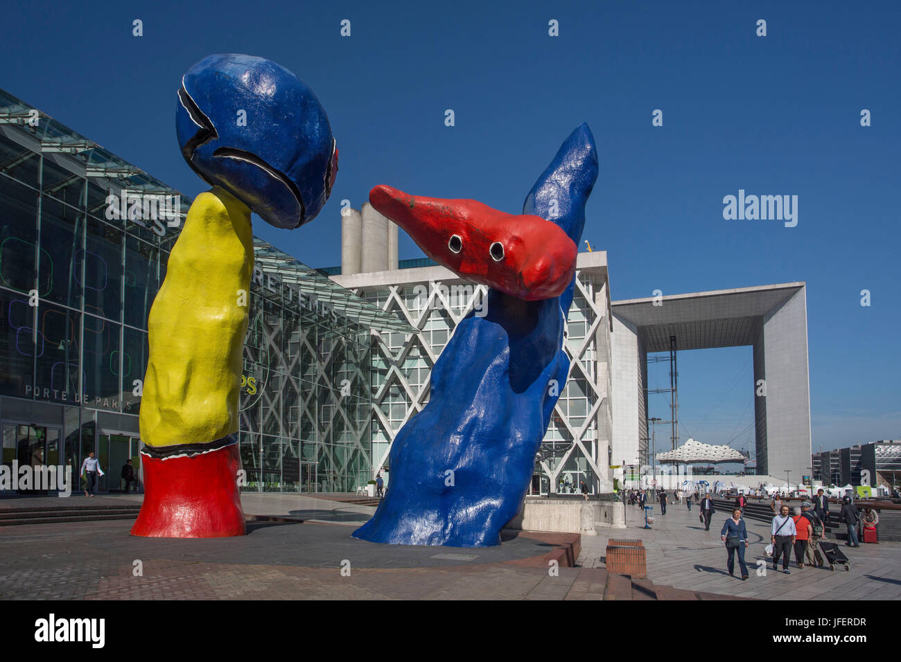 Frankreich, Paris Stadt, La Defense District, Miro Skulptur Stockfoto