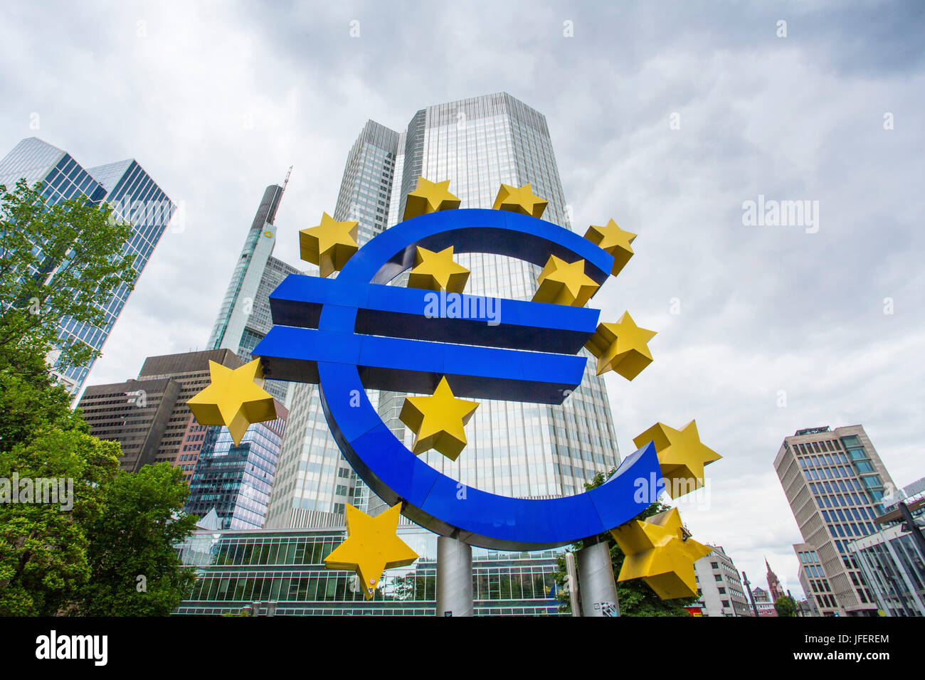 Deutschland, Frankfurt am Main City Euro Denkmal Stockfoto