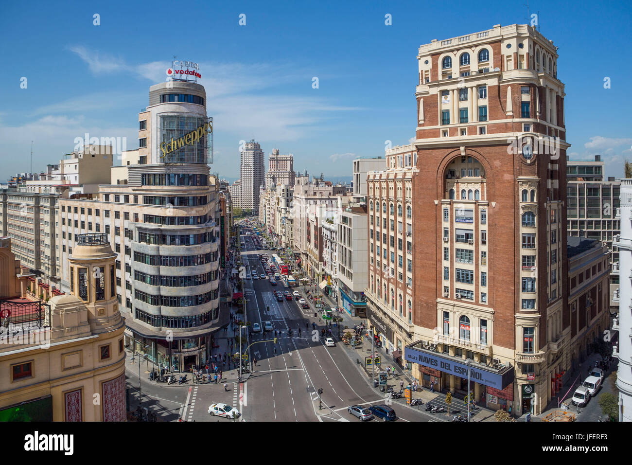Spanien, Stadt Madrid, Gran Via Avenue, Callao Platz Stockfoto