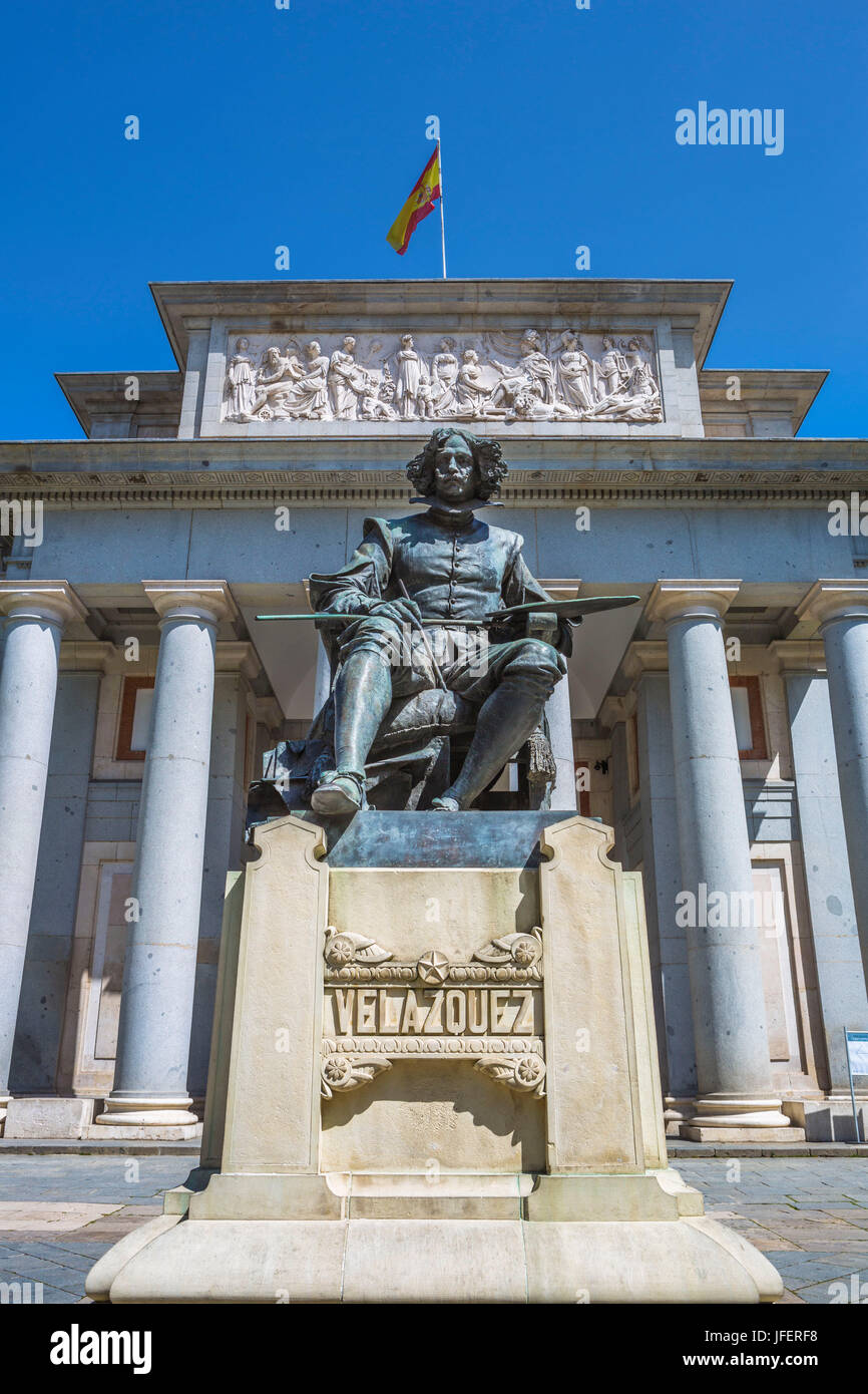 Spanien, Madrid City, El Prado Museum, Velazquez Denkmal Stockfoto
