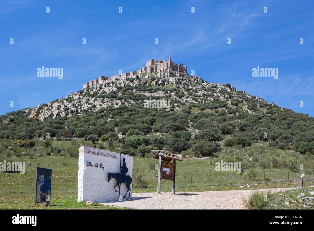 Spanien, Castilla La Mancha Region Ciudad Real Provinz, Calatrava Burg, Stockfoto