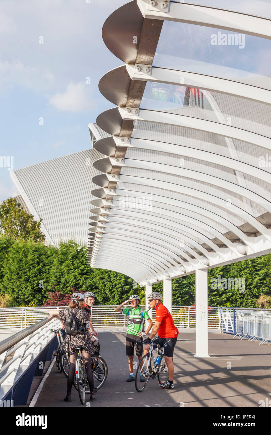 Schottland, Glasgow, Clydebank, Glocken Brücke und Scottish Exhibition and Conference Centre auch bekannt als SECC Stockfoto