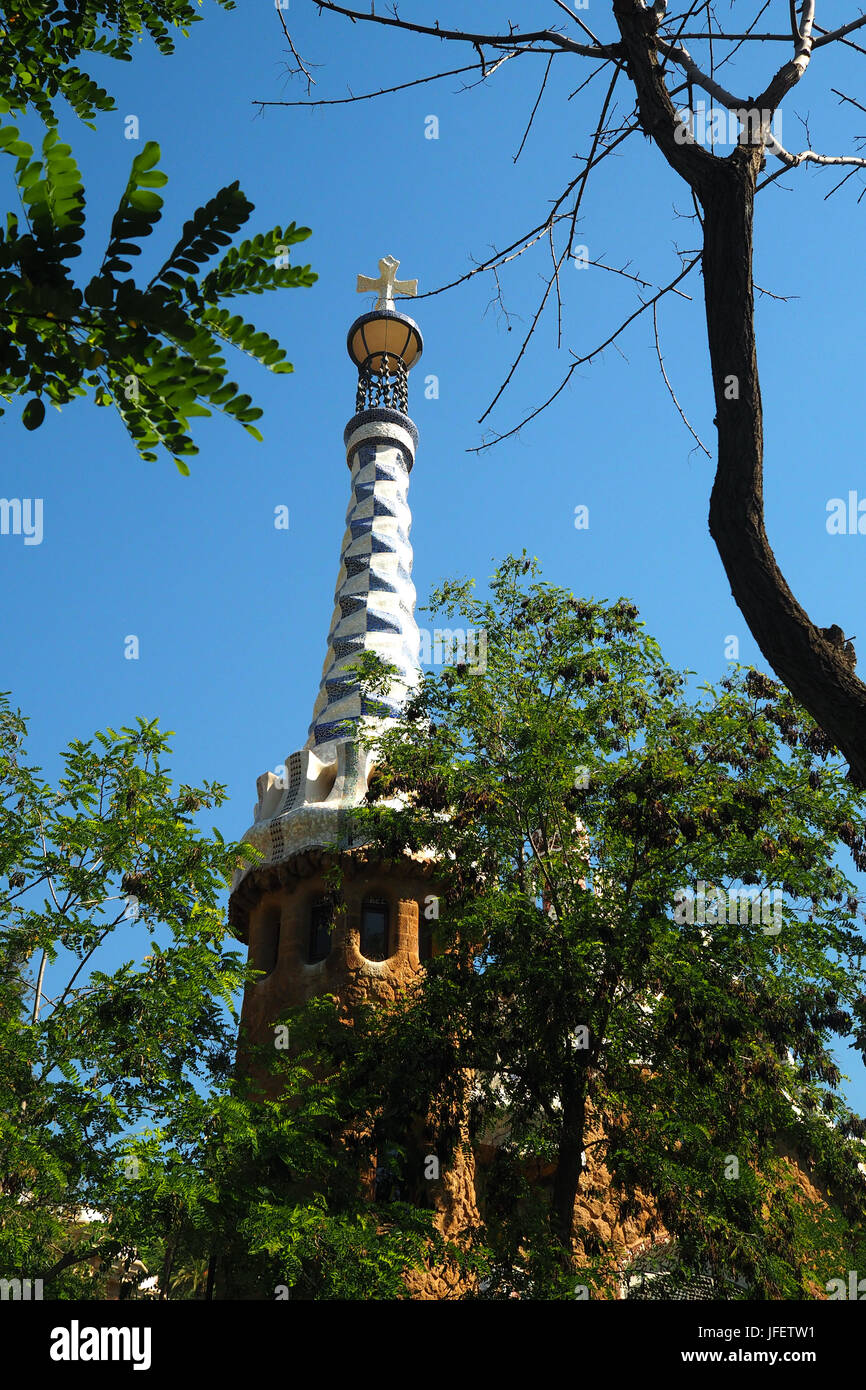 Barcelona, Spanien: Antoni Gaudì Bau im Parc Güell. Stockfoto