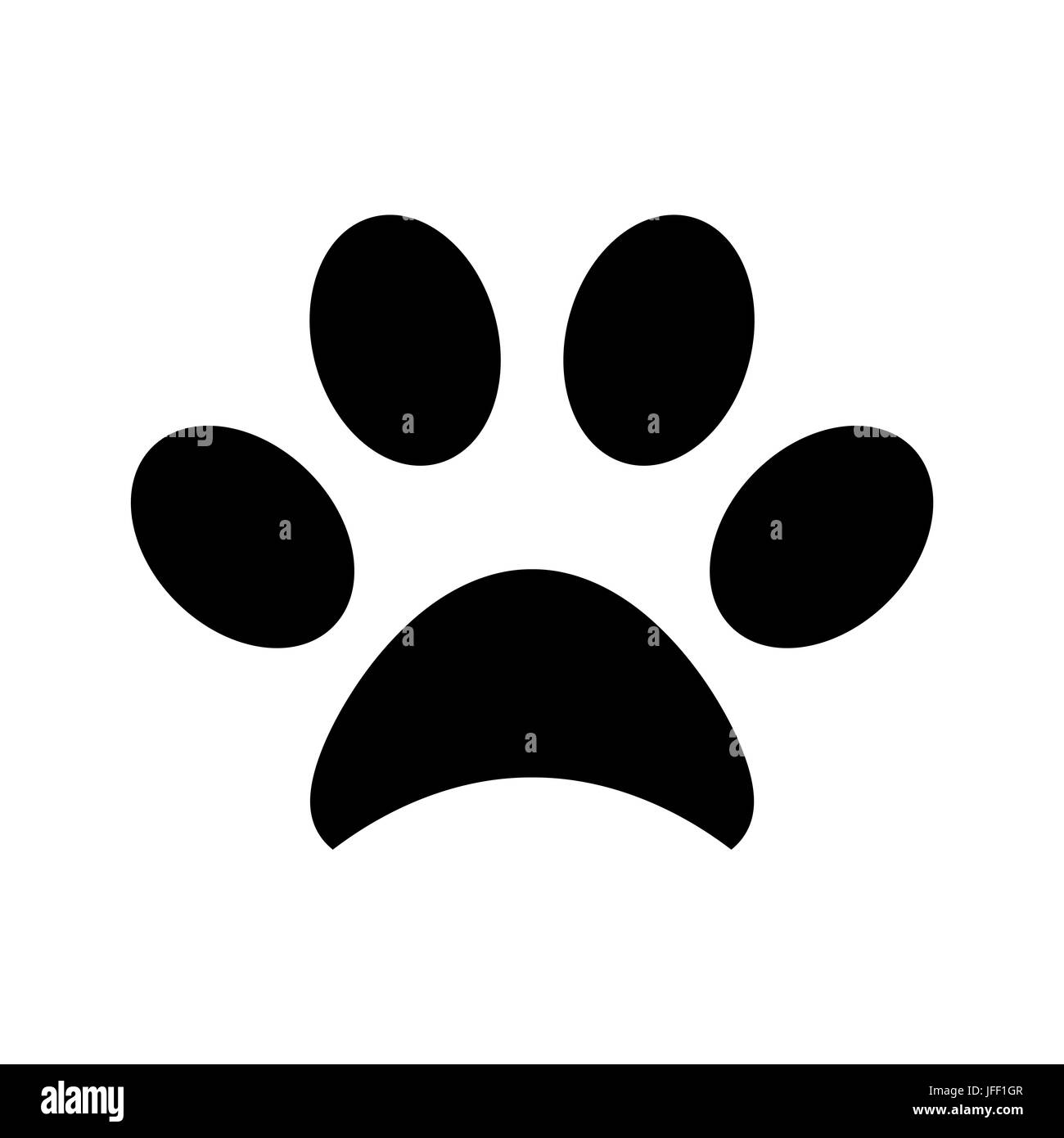 Pfotenabdruck isoliert auf weißem Stockfoto