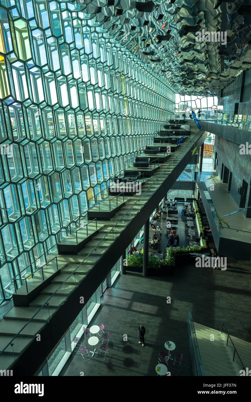 Harpa Konzertsaal und Conference Centre Interior, Reykjavik, Island Stockfoto