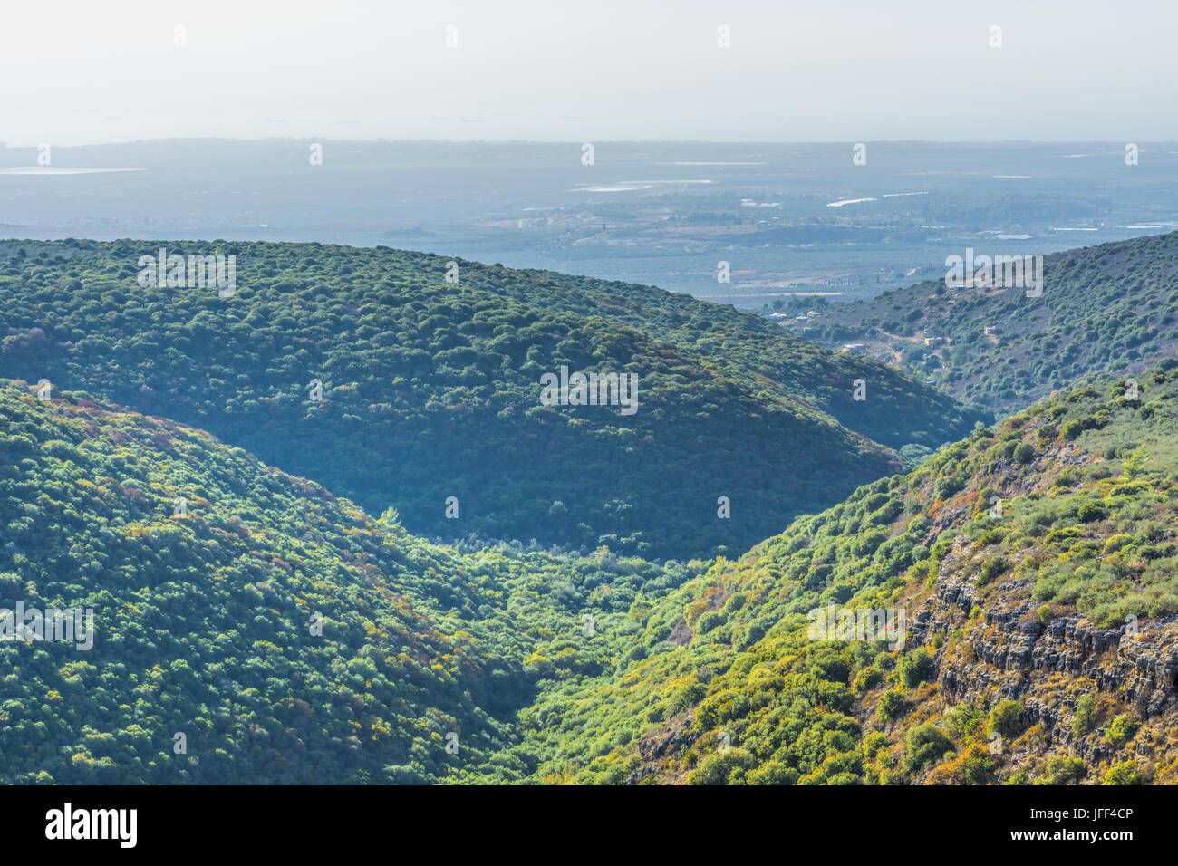 Luftaufnahme der Berge von Galiläa in Israel. Stockfoto