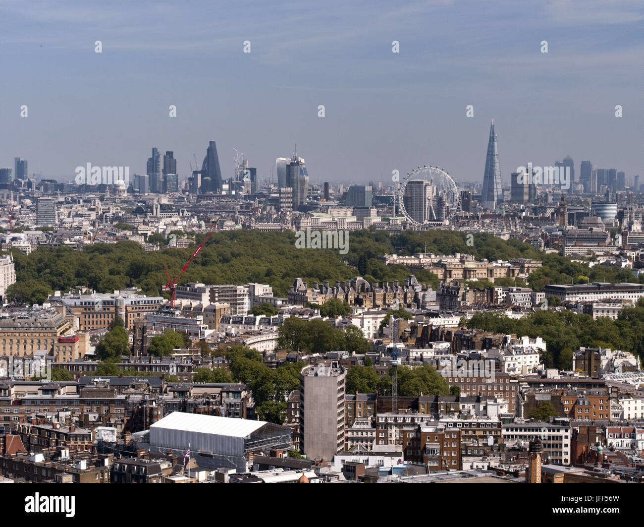 Blick über London. Die City of London ist eine Stadt und county, enthält das historische Zentrum und zentraler Geschäft Bezirk von London. Stockfoto