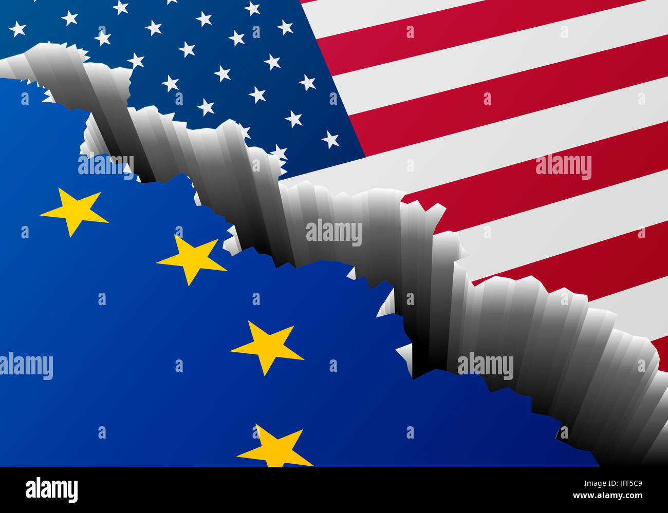 Flagge USA Europa knacken Stockfoto