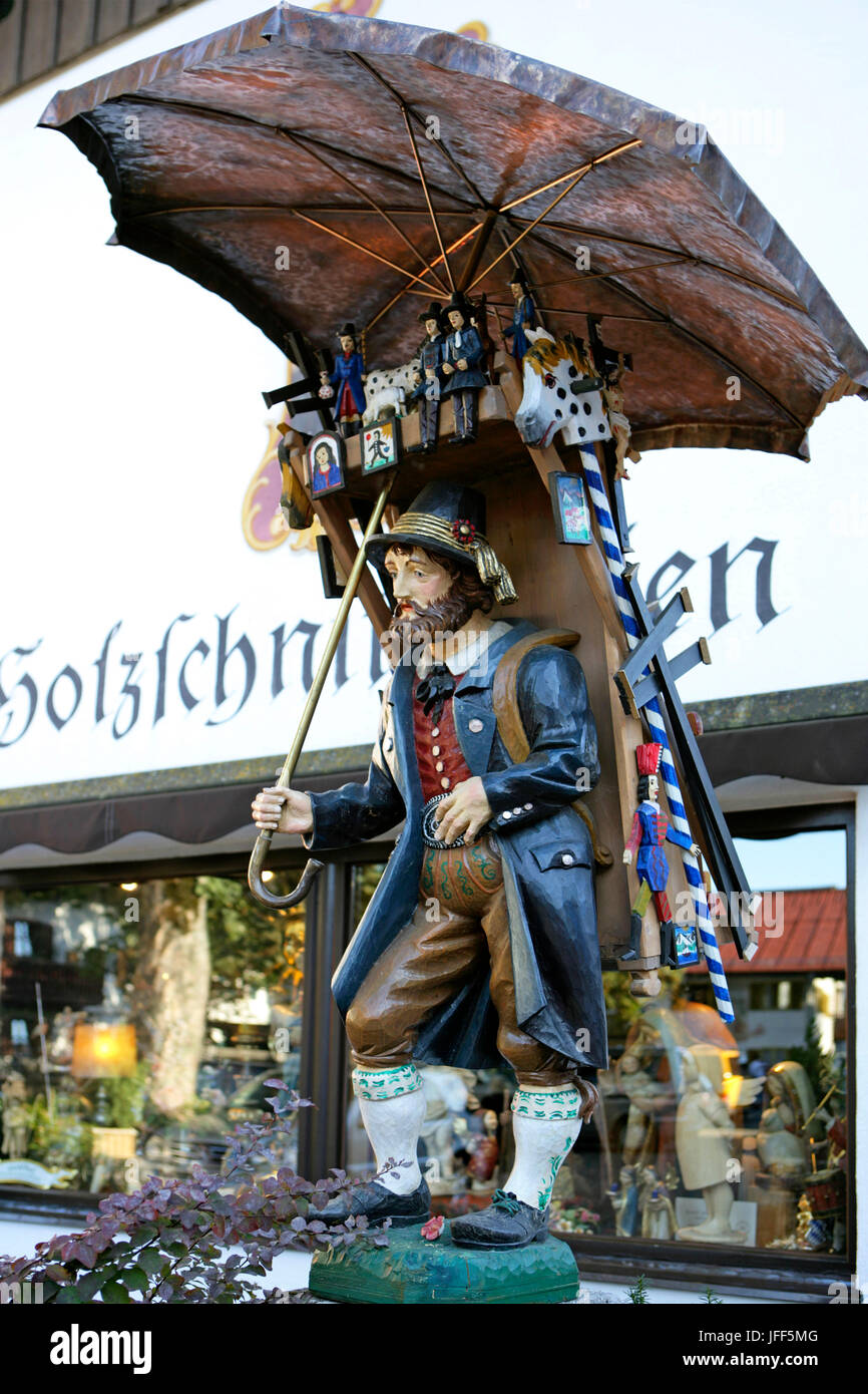 Holzschnitzerei, Holzfigur in Oberammergau, obere Bayern, Bayern, Deutschland, Europa, 24. September 2007 Stockfoto