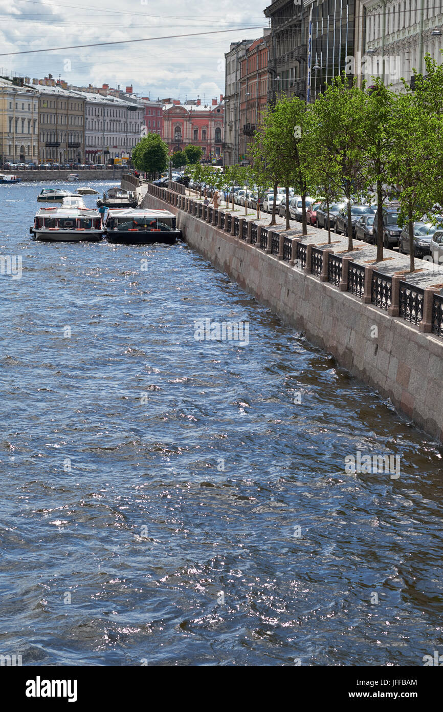 Sankt Petersburg, Russland - 23. Juni 2017: Ansicht der Fontanka Fluss. Stockfoto