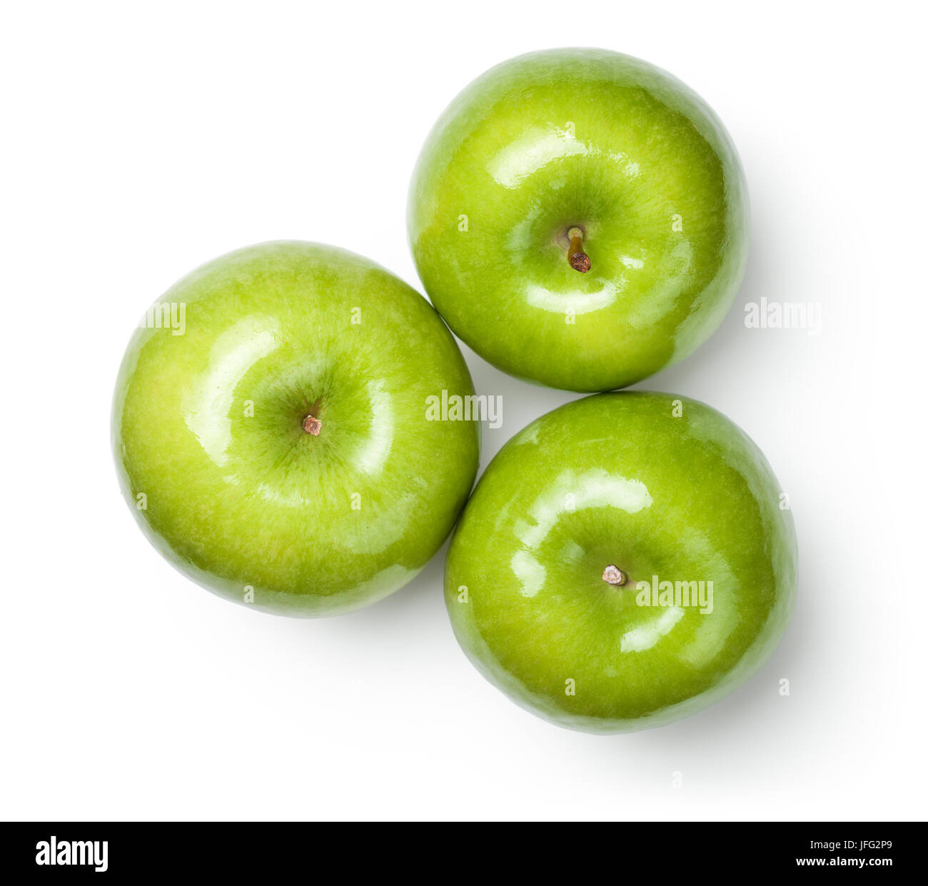 Granny Smith Äpfel auf Weiß Stockfoto