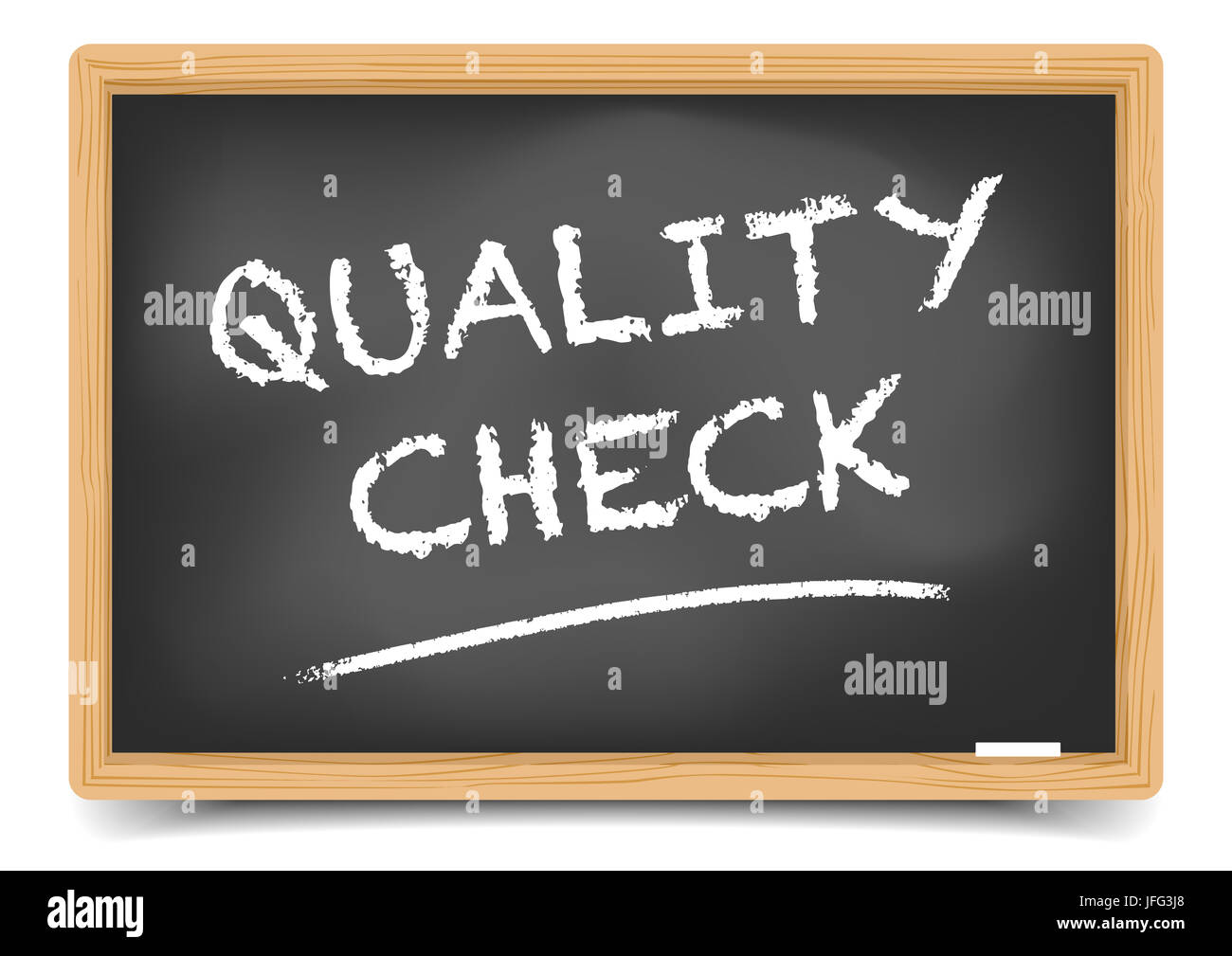 Blackboard Qualität prüfen Stockfoto