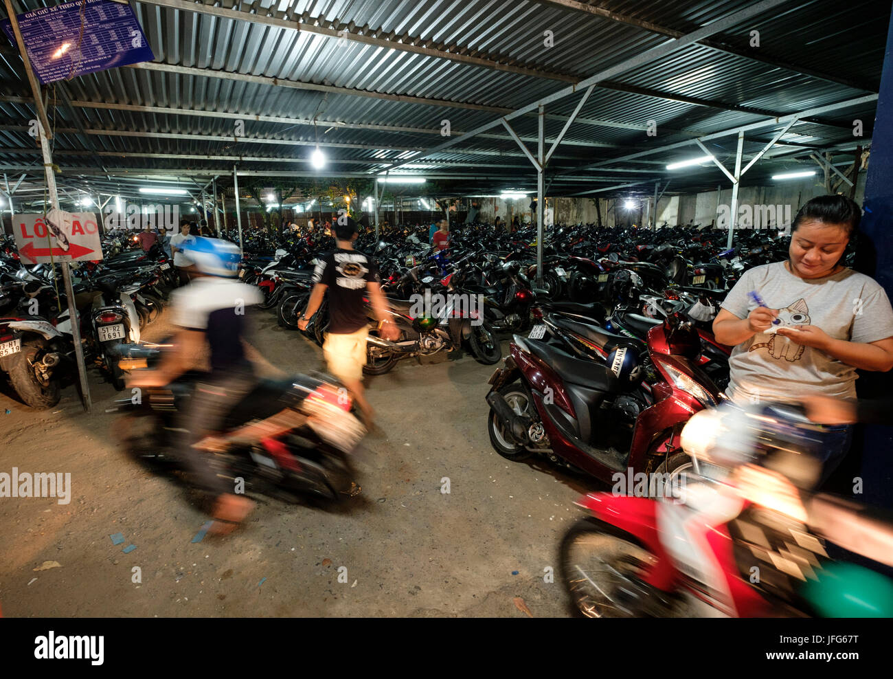 Motorrad Parkplatz in Ho Chi Minh City, Vietnam, Asien Stockfoto
