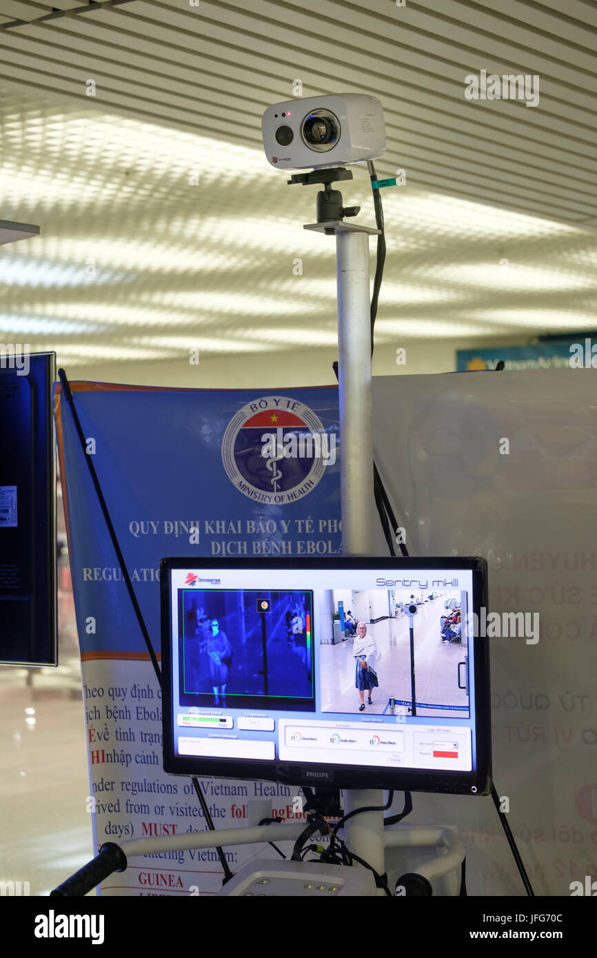 Omnisense Sentry Mk III infrarot Wärmebildkamera zur Diagnose von Krankheiten im Tan Son Nhat International Airport in Ho Chi Minh City, Vietnam, Asien Stockfoto