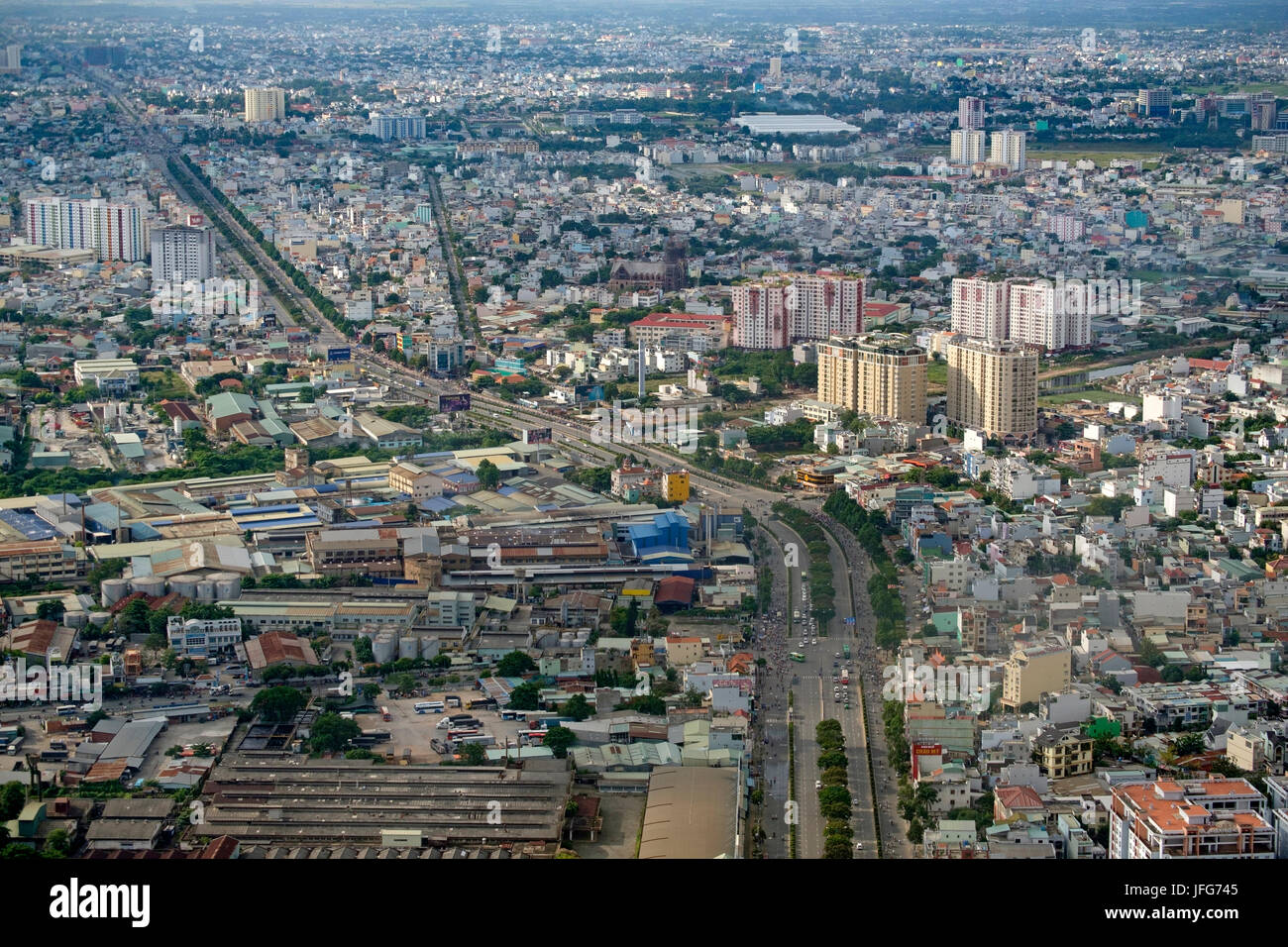 Luftaufnahme von Ho Chi Minh City in Vietnam, Asien Stockfoto