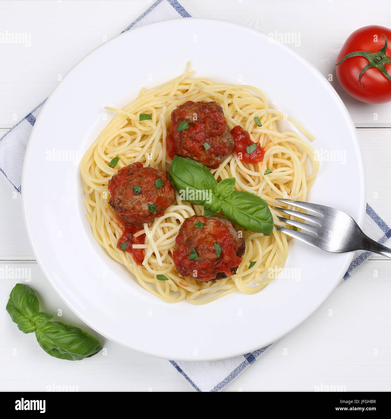 Italienische Küche Spaghetti mit Hackfleischbällchen Nudeln Pasta Gericht von Ihr Browser kann leider keine eingebetteten Frames anzeigen Stockfoto