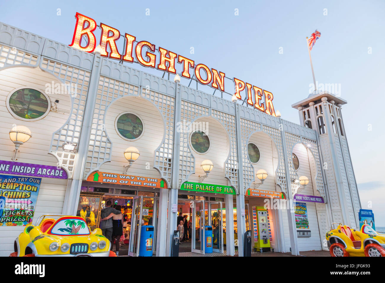 Brighton Pier, Eintritt in die Spielhalle, Brighton, East Sussex, England Stockfoto