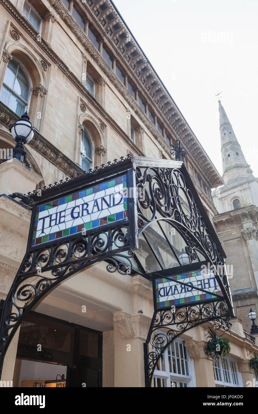 England, Somerset, Bristol, der Altstadt, dem Grand Hotel Ortseingangsschild Stockfoto