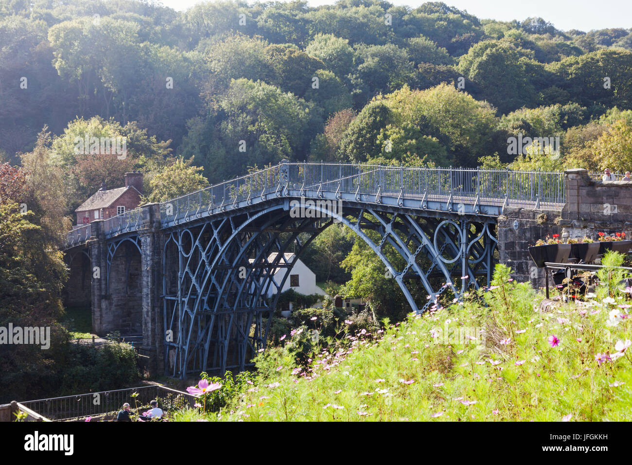 England, Shropshire, Ironbridge, Ironbridge Brücke, der weltweit ersten Cast Iron Bridge Stockfoto
