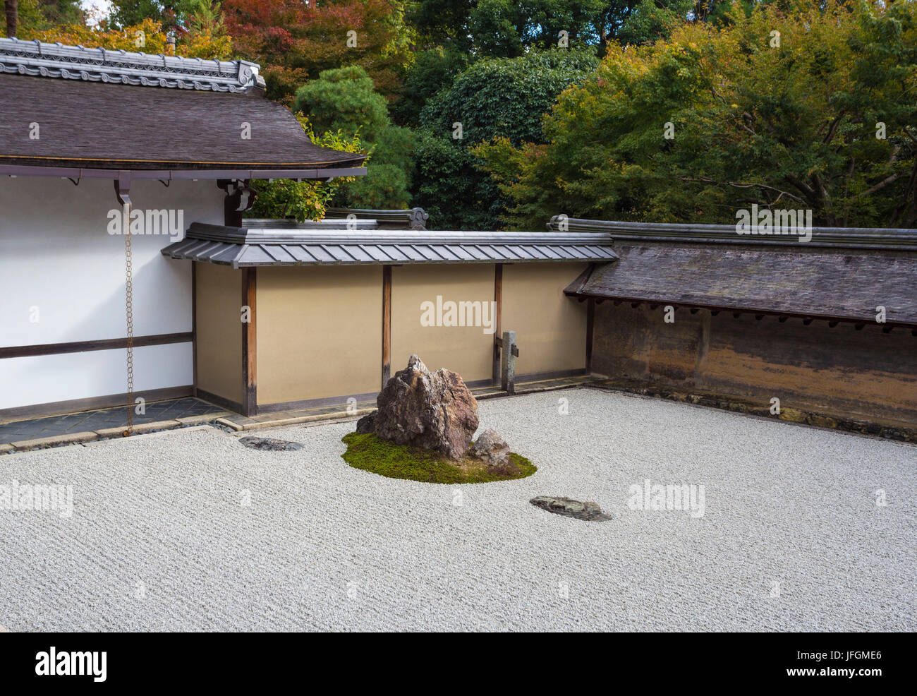 Japan, Kyoto City Ryōan-Ji Tempel, den Steingarten Stockfoto