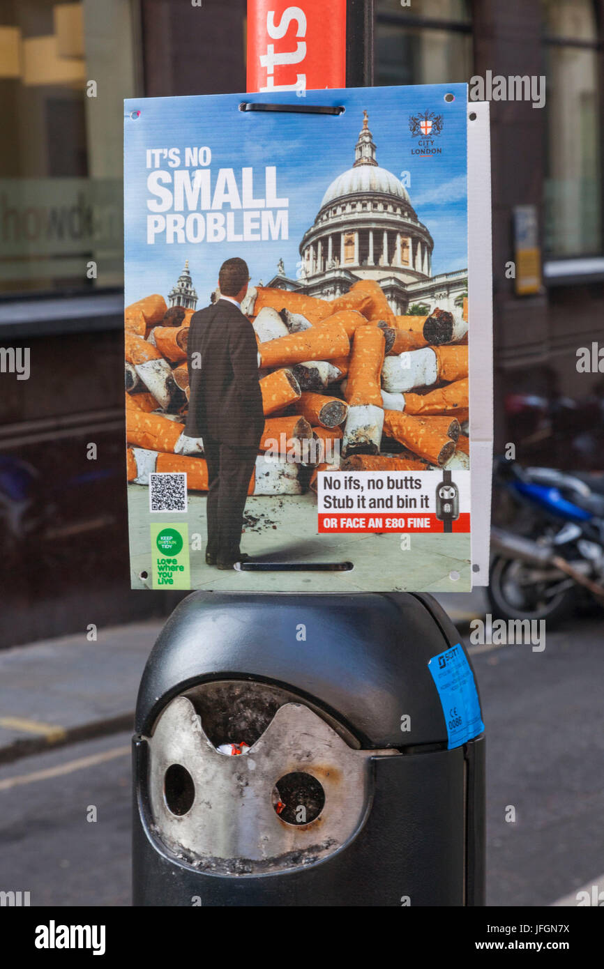 England London Anti Raucher Plakat Stockfotografie Alamy