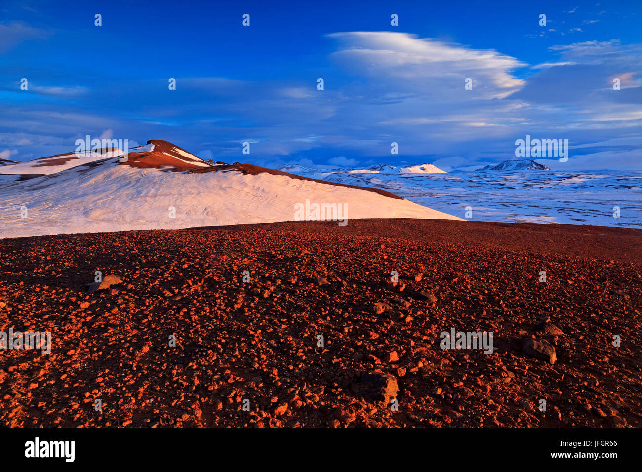 Island, Island, Nord-Ost, ring Road, Region des Myvatn, morgen-Stimmung in der Hildarfjall nahe Reykjahlio Stockfoto