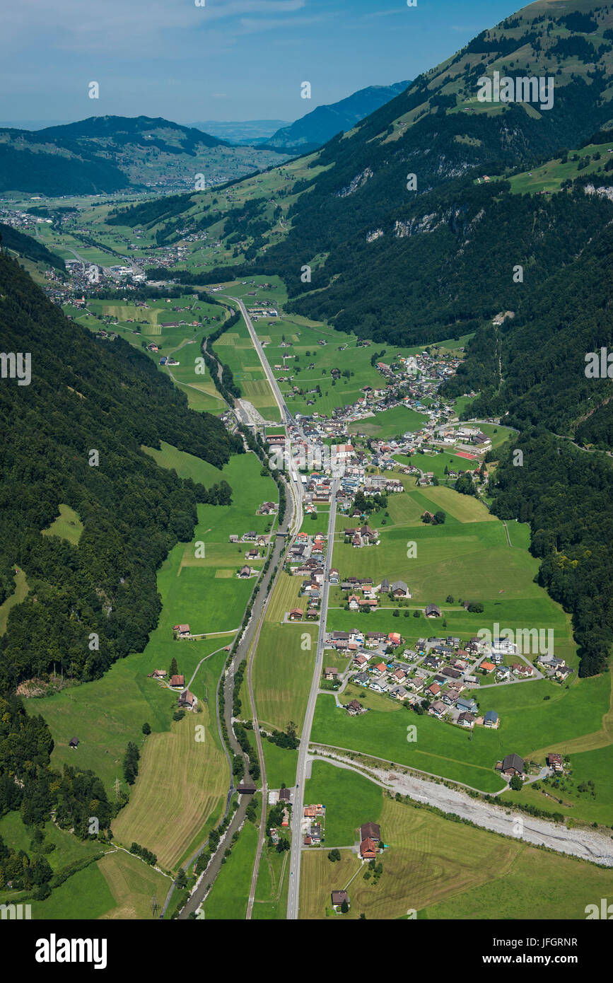 Engelbergertal, Luftbild, Wolfenschiessen, Zentralschweiz, Region Vierwaldstättersee, Schweiz Stockfoto