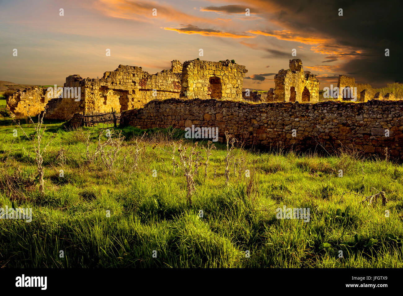 Ruine von S. Pedro de Eslonza Kloster (X Jahrhundert), Leon, Spanien Stockfoto