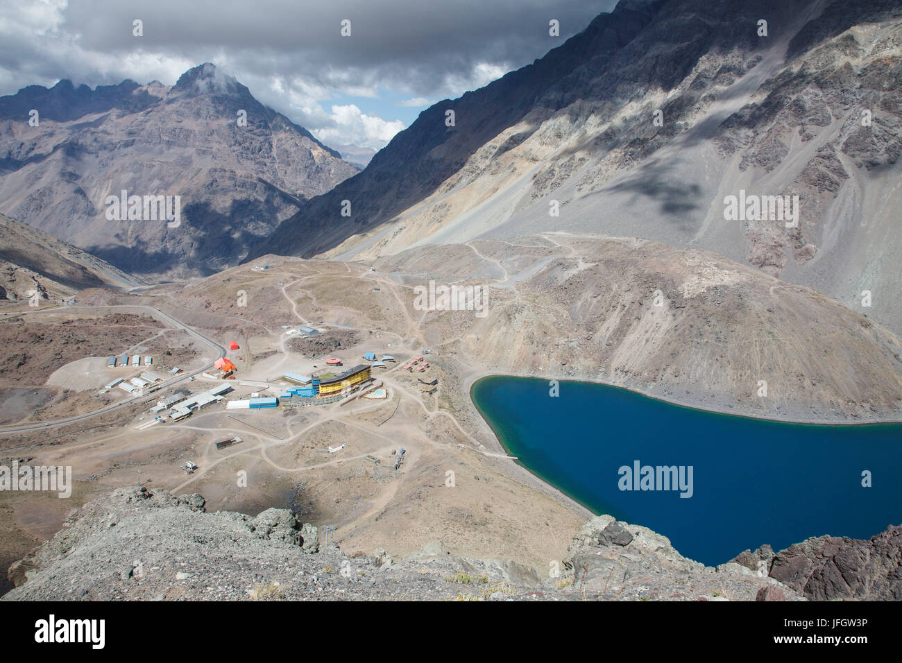 Chile, Portillo im Sommer, Laguna del Inca Stockfoto