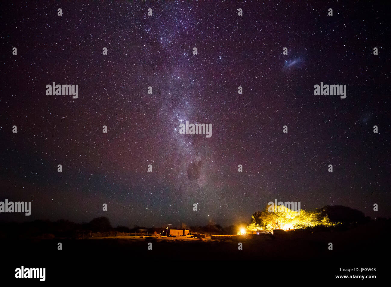 Chile, San Pedro de Atacama, Sterne, Bauernhof unter der Milchstraße Stockfoto