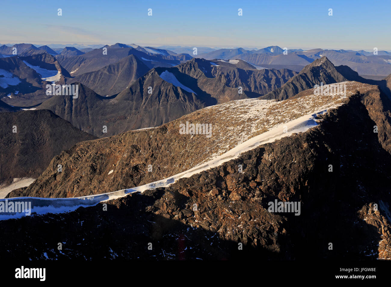 Europa, Schweden, Lappland, Provinz Norrbotten, Nikkaluokta, Berglandschaft in der Nähe der Kebnekaise Bergmassiv Stockfoto