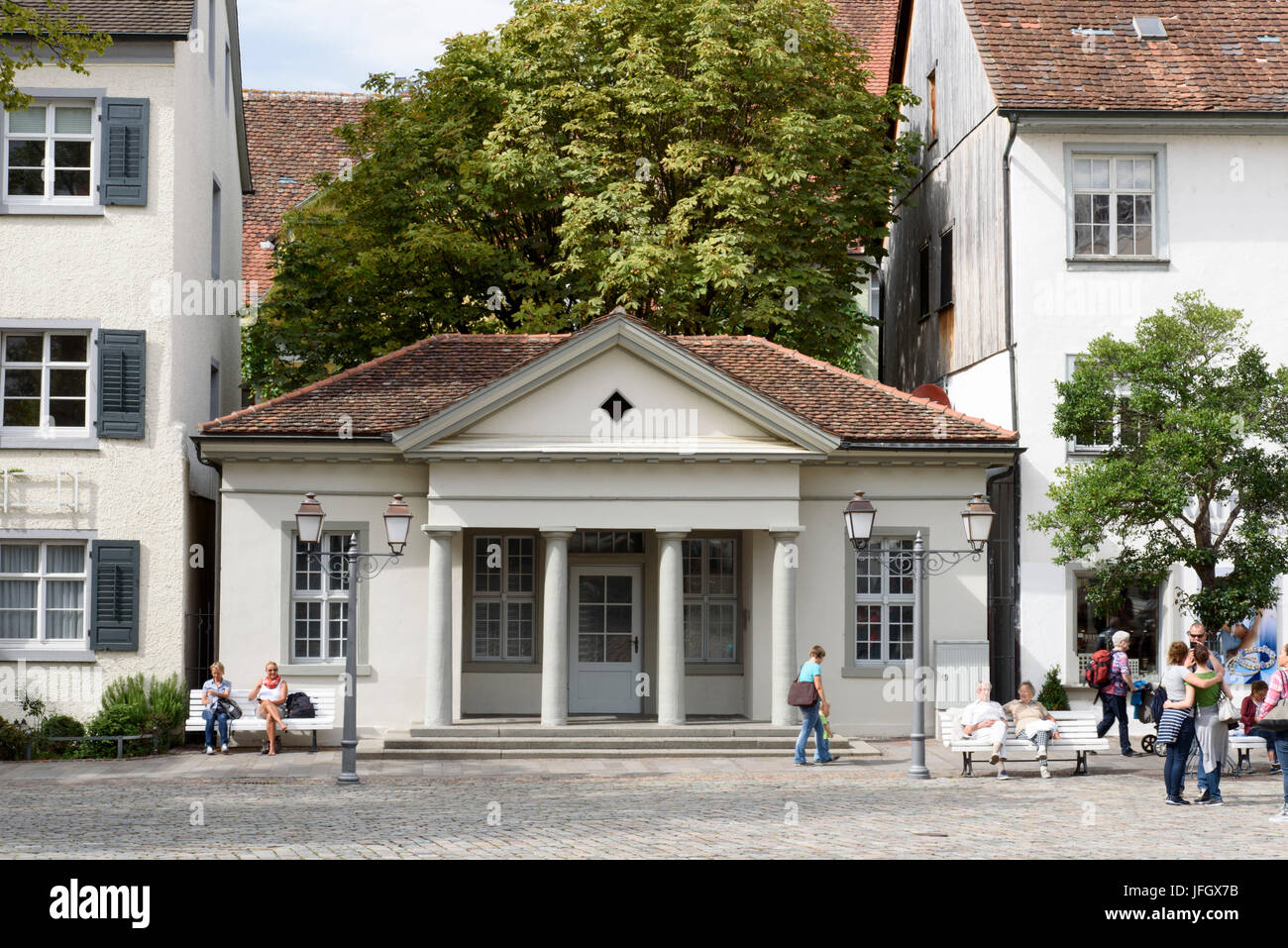 Wichtigsten Wache am Burgplatz, Oberstadt von Meersburg, Bodensee, Baden-Württemberg, Deutschland Stockfoto