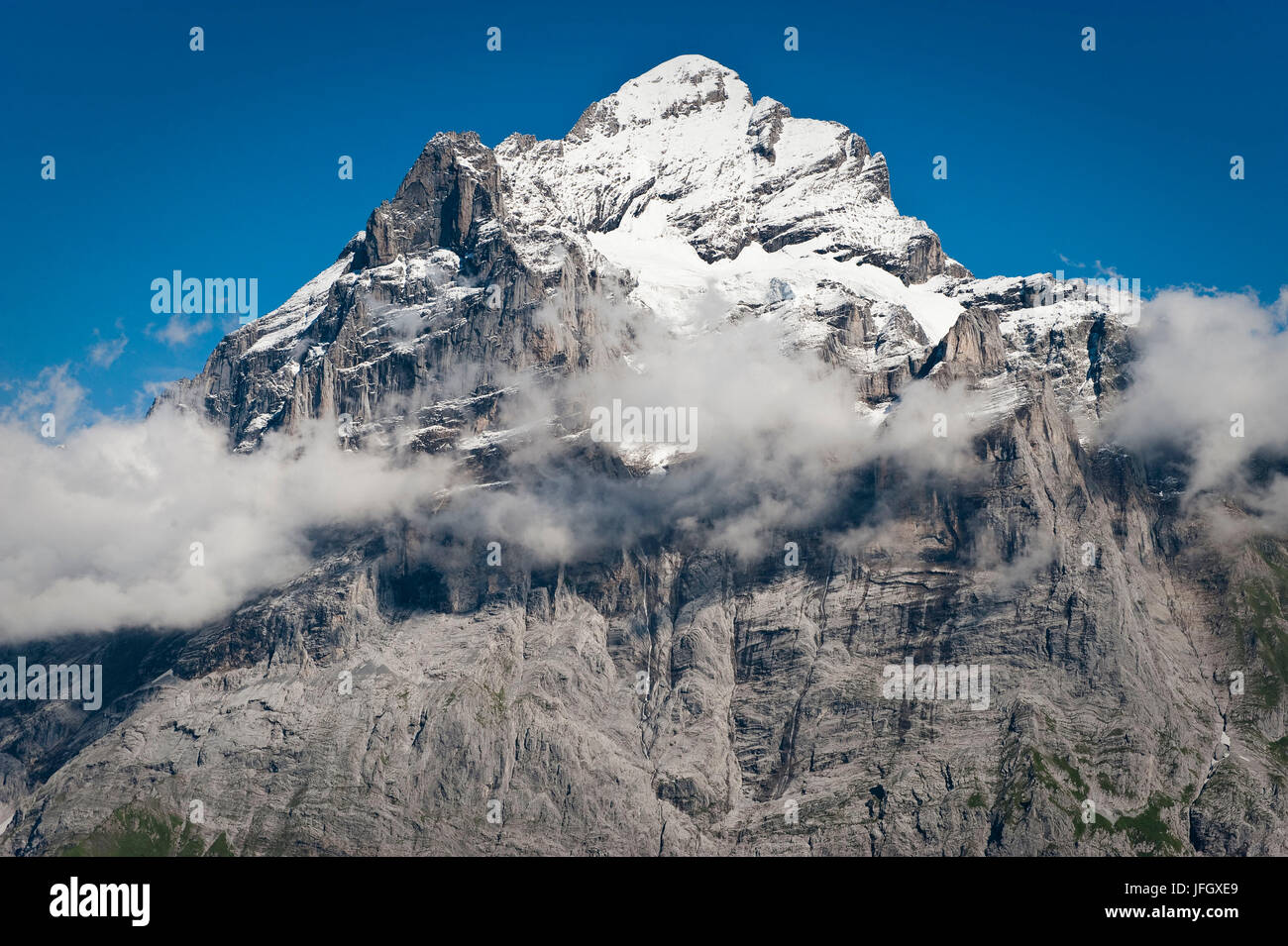 Wetterhorn mit Grindelwald, Luftaufnahmen, Berner Oberland, Kanton Bern, Schweiz Stockfoto