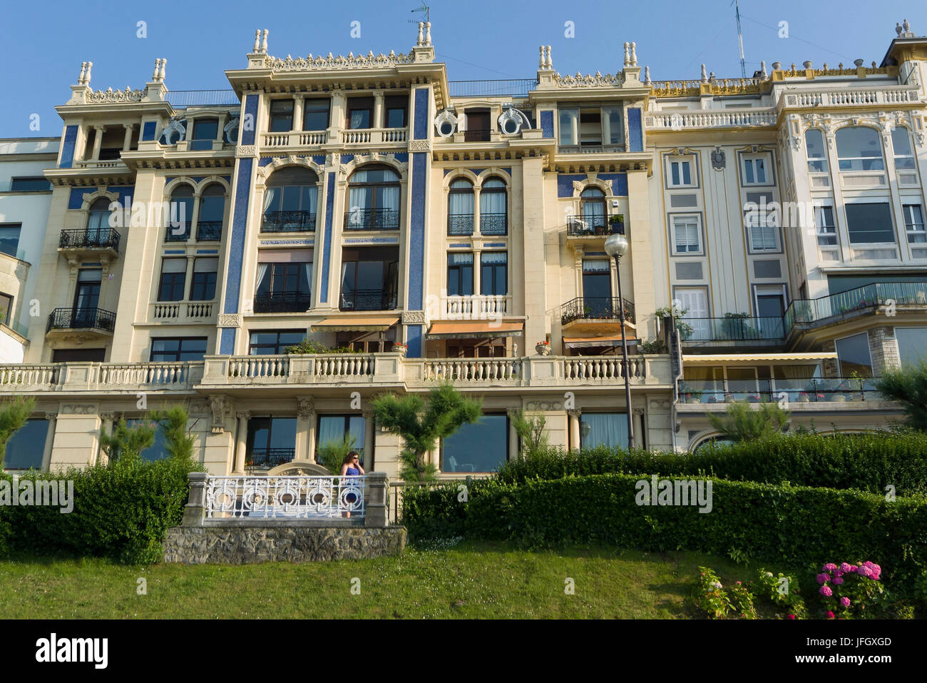 Häuser am Meer, in Donostia-San Sebastián, Gipuzkoa, die baskischen Provinzen, Spanien Stockfoto