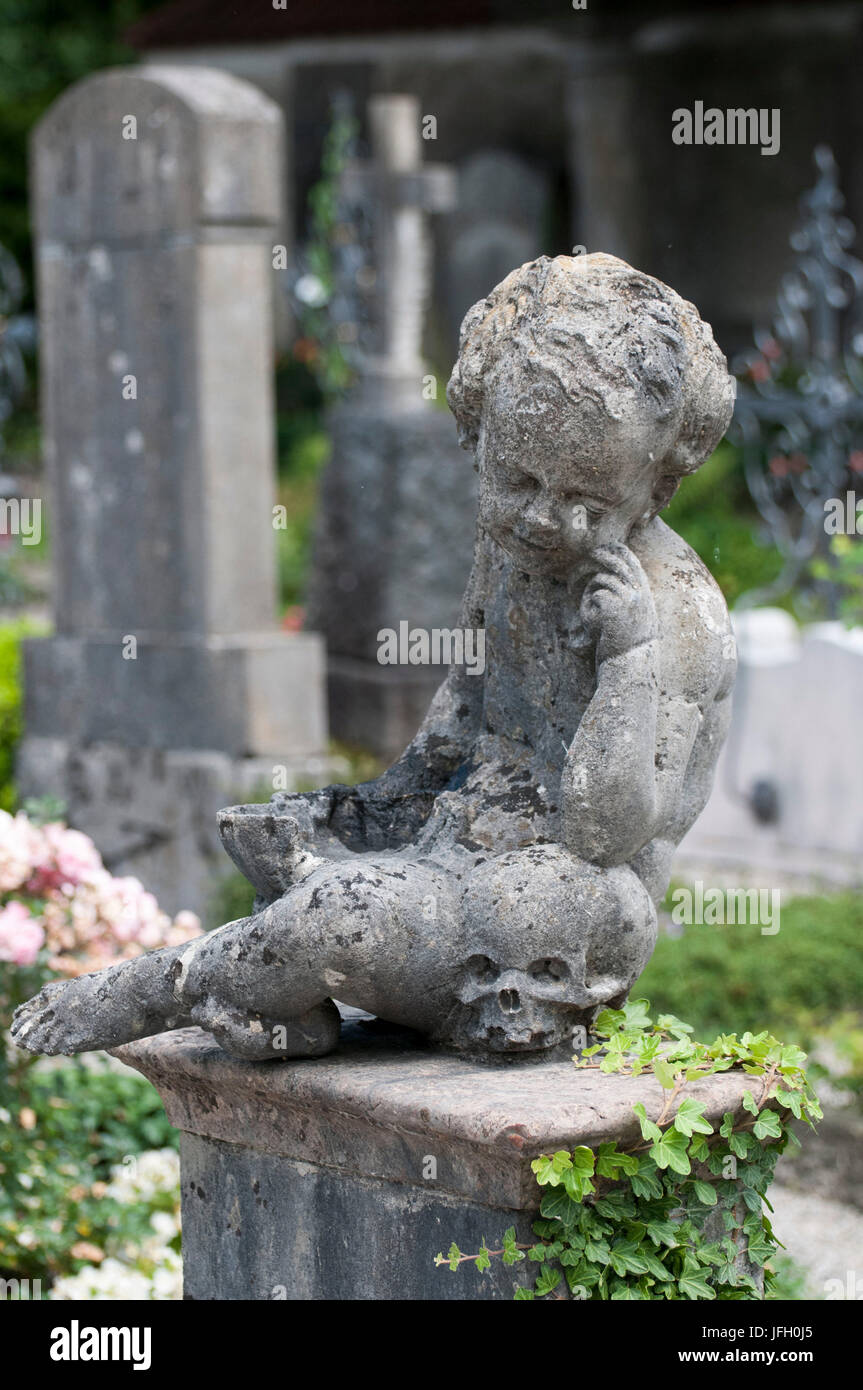 Cherub, Insel Friedhof, Fraueninsel im Chiemsee See, Kloster Frauenwörth, Fraueninsel, Frauensee Chiemsee, See Chiemsee, Bayern, Deutschland Stockfoto