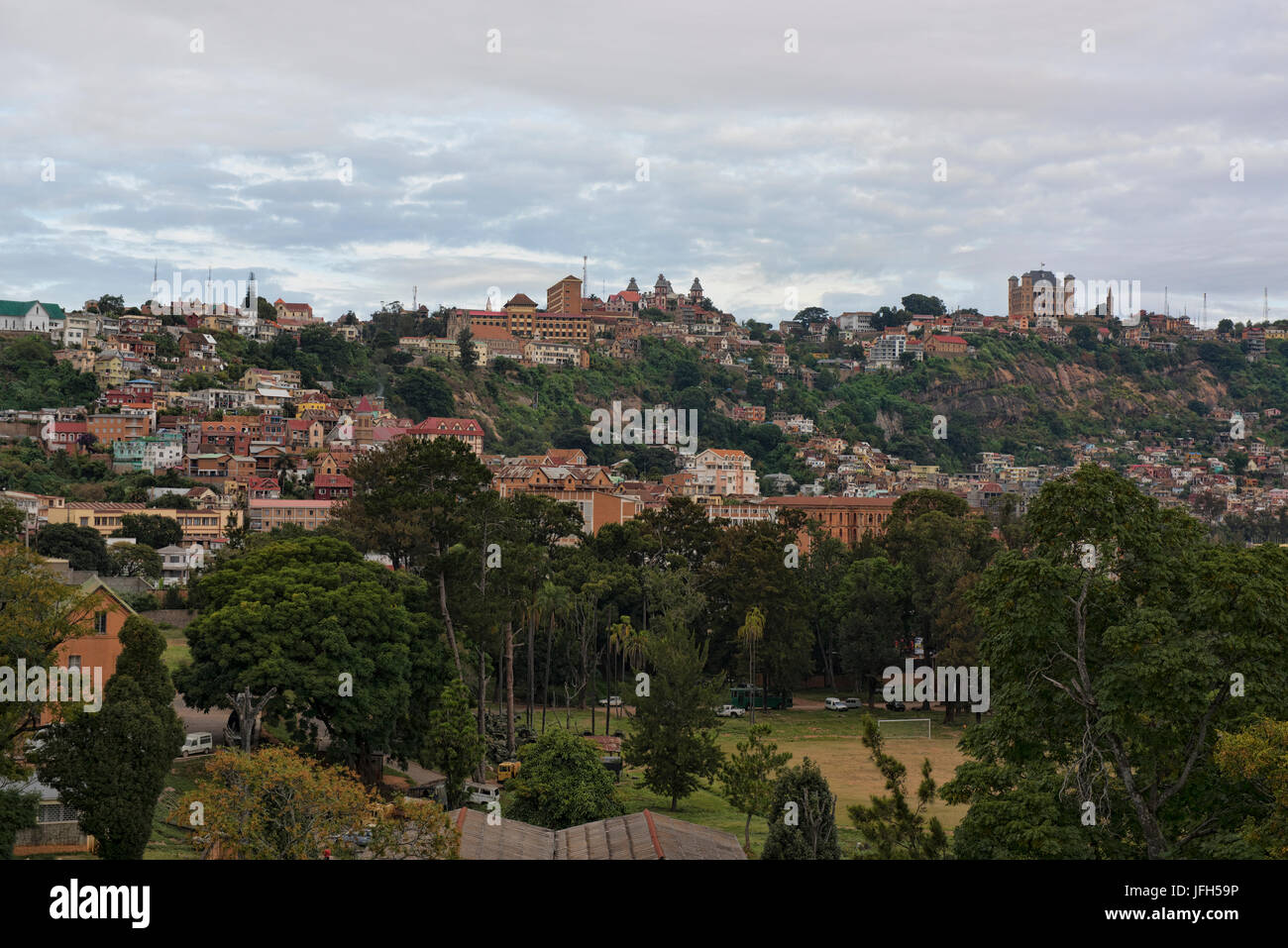 Blick auf den Rova-Palast und alle von Antananarivo, Madagaskar Stockfoto