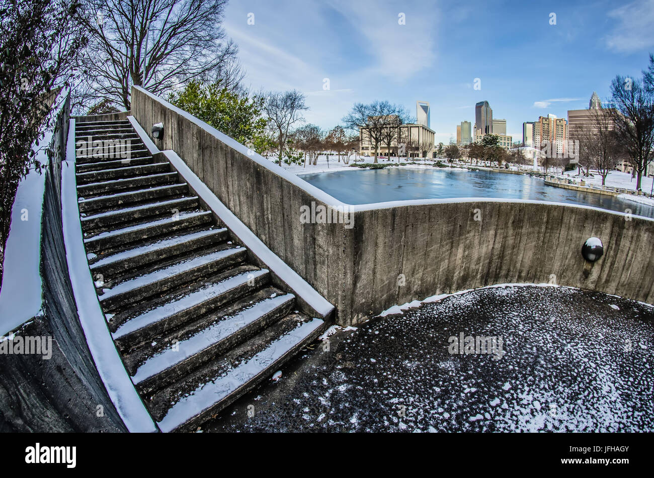 Charlotte North Carolina Marshall Park im Winter Stockfoto