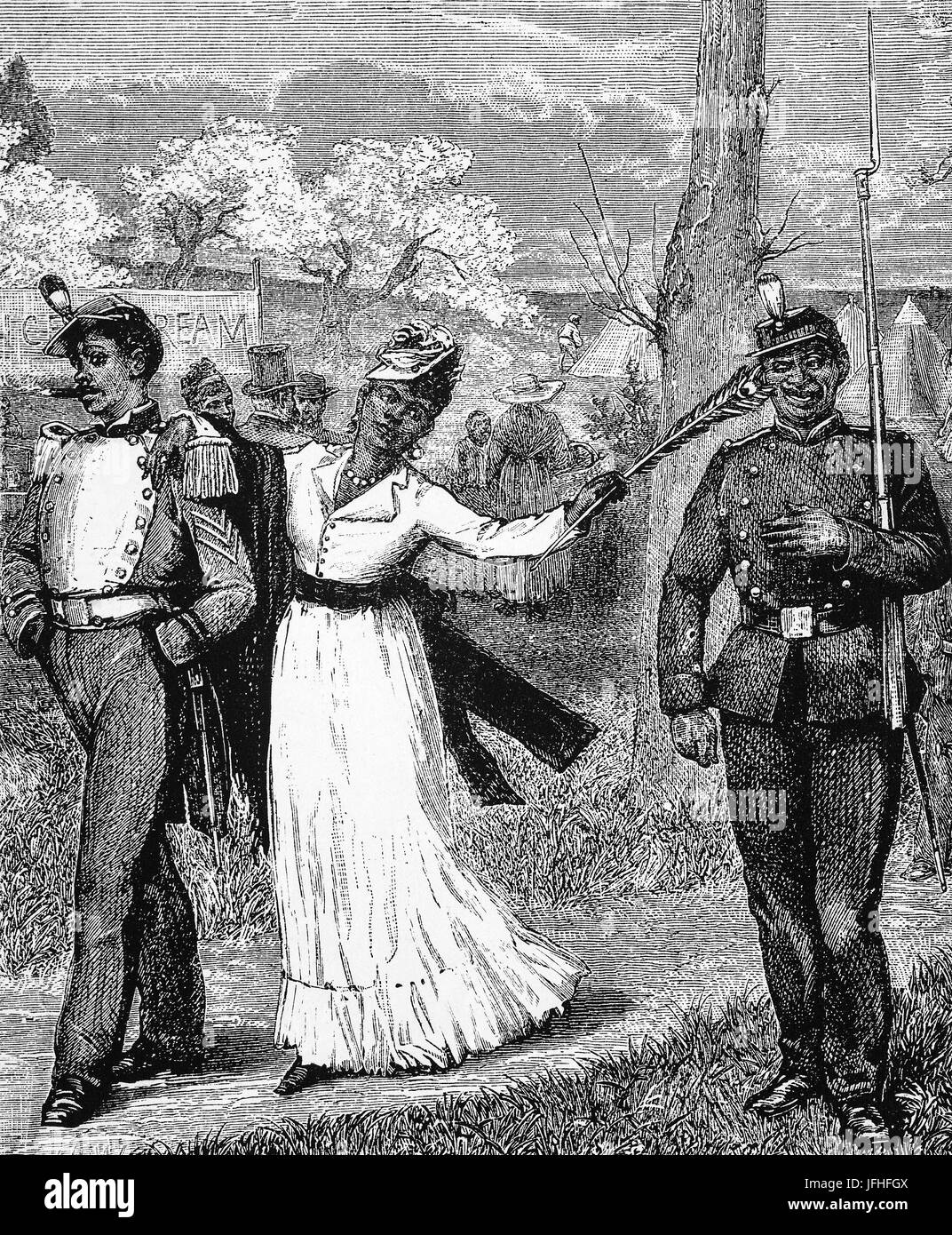 1879: Flirtacious Frau während einer Sonntag Promenade, New Orleans, Louisiana, Vereinigte Staaten von Amerika Stockfoto