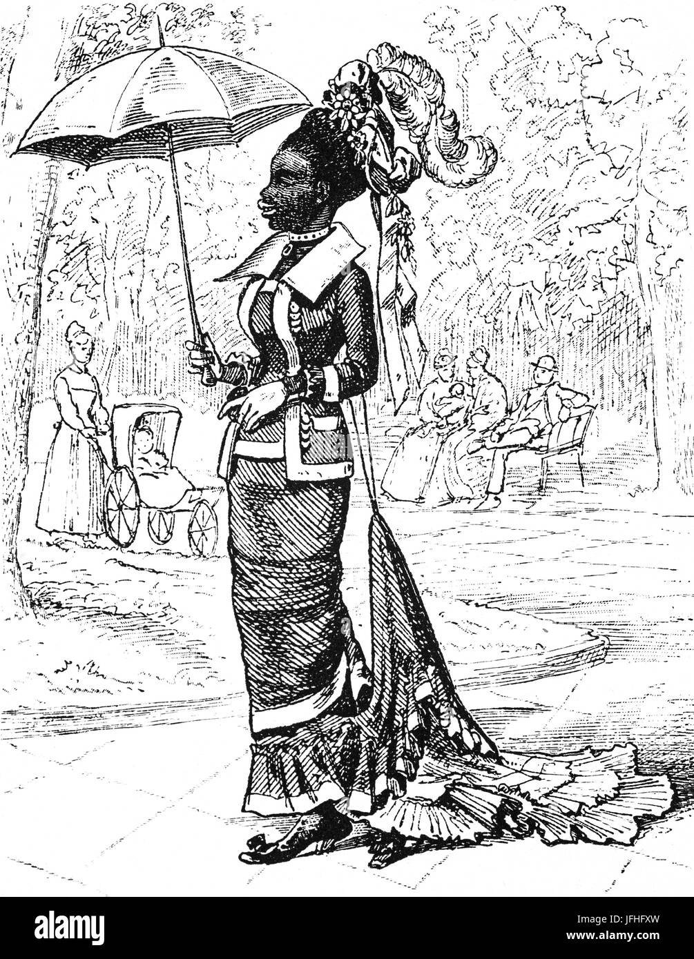 1879: elegante schwarze Frau in New Orleans, Louisiana, Vereinigte Staaten von Amerika Stockfoto