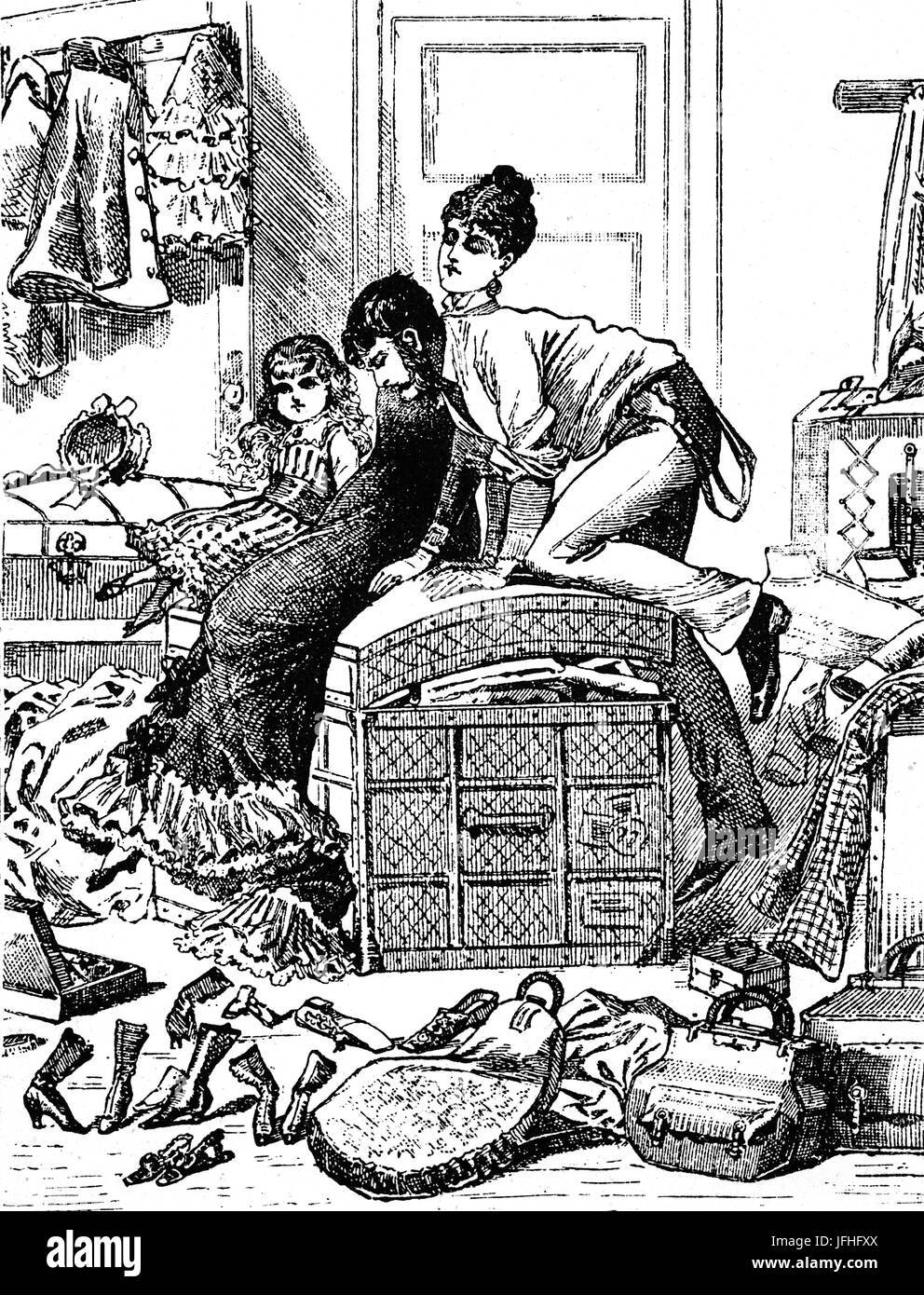 1879:Family Verpackung zur Rückkehr nach dem Fasching Karneval, New Orleans, Louisiana, Vereinigte Staaten von Amerika Stockfoto