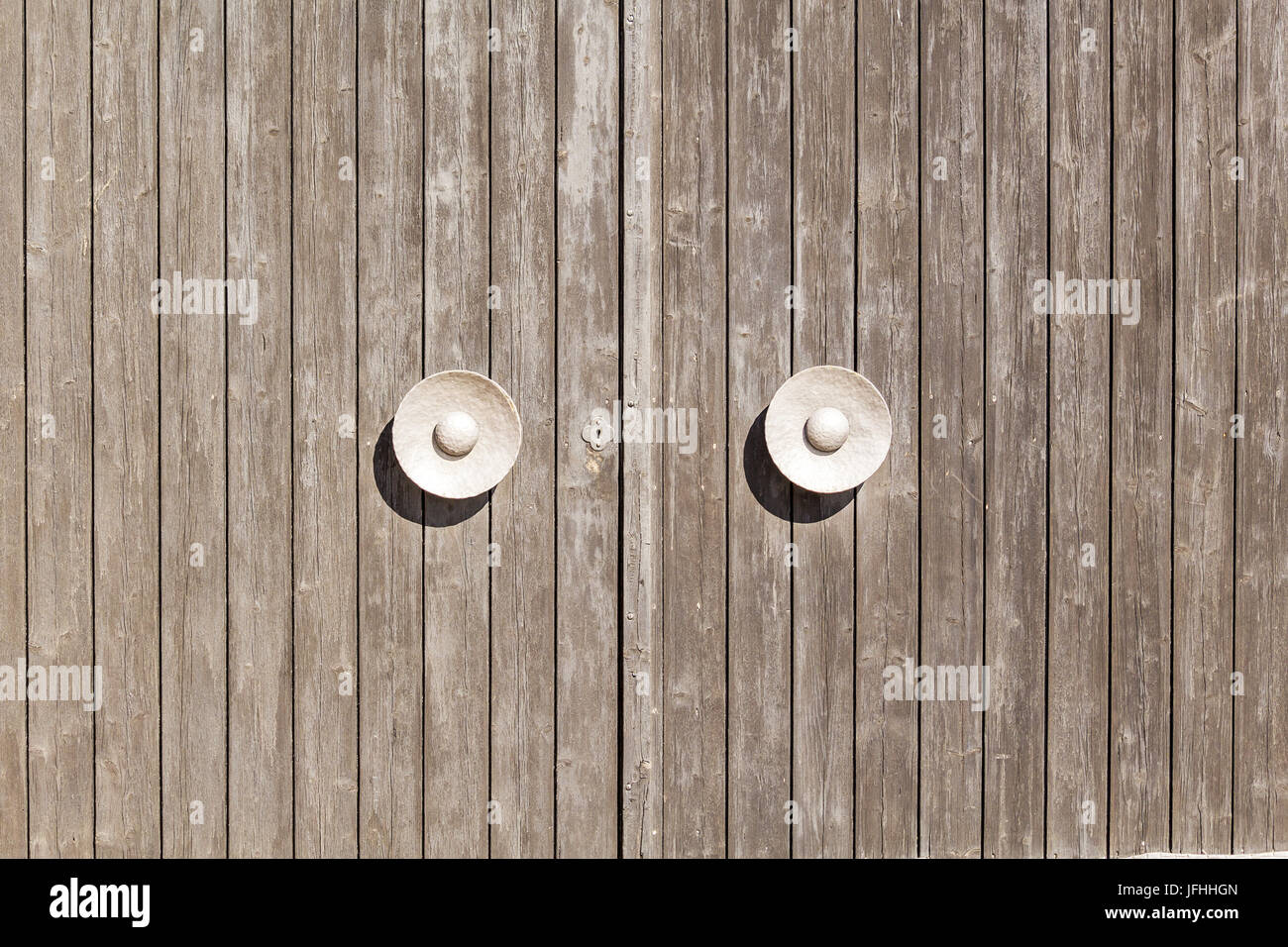 Detailansicht einer Holztür Stockfoto