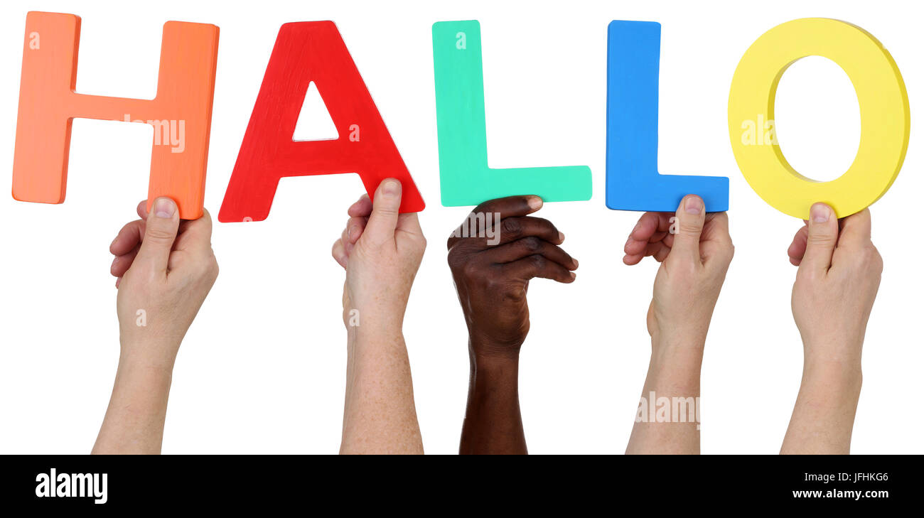 Multikulturell Menschen Gruppe halten das Johanniskraut Hallo Stockfoto