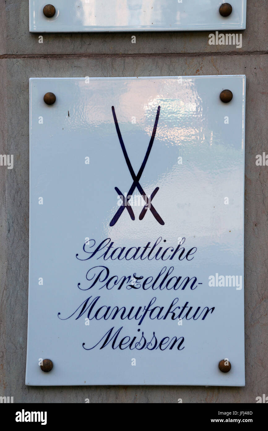 Meissen Sachsen Meissen Porzellan Firmenlogo Stockfoto