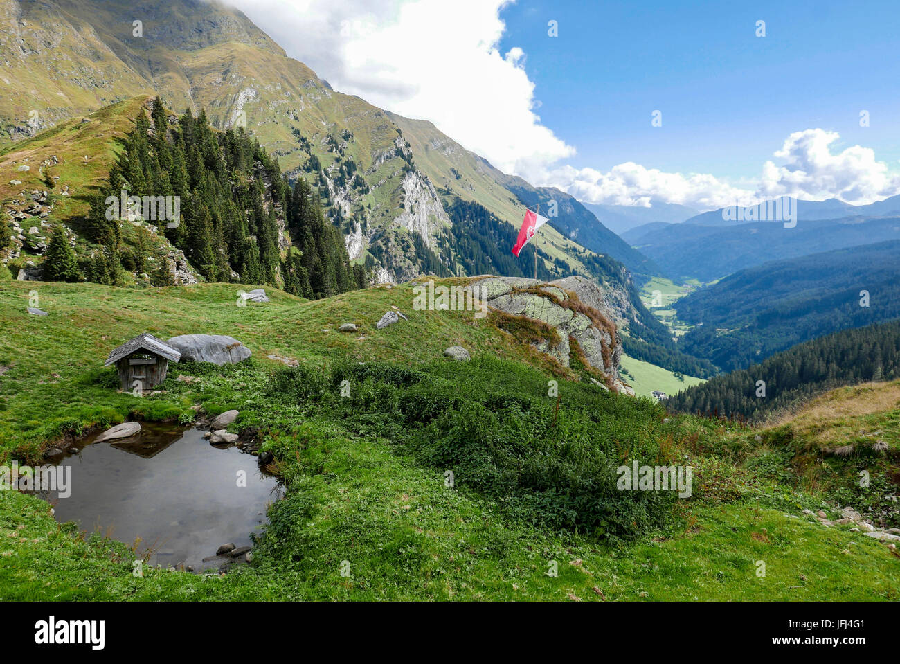 Schlucht-Alp im Ratschingstal, den Stubaier Alpen-Südtirol Stockfoto