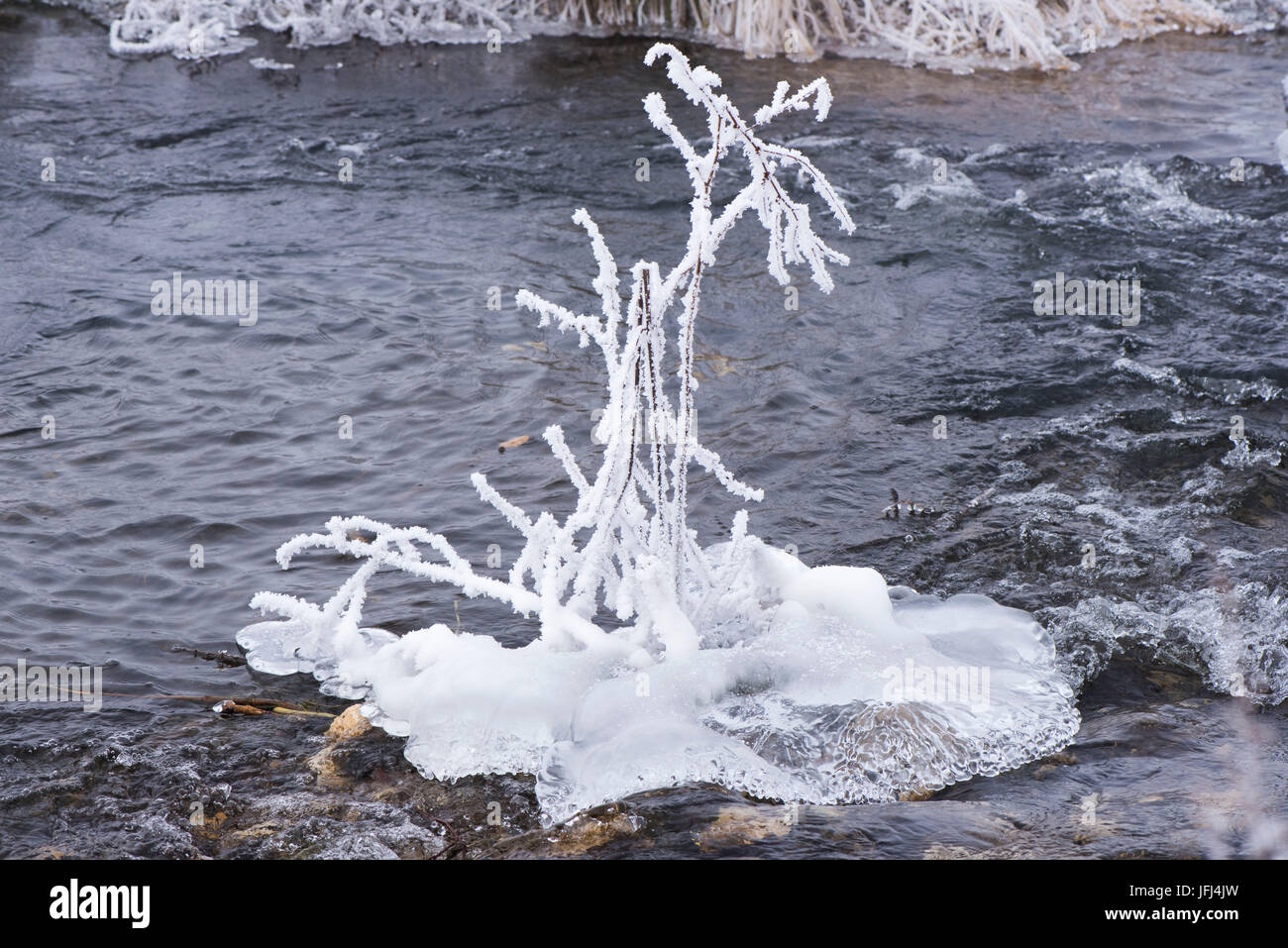 Raureif in Werken in eisiger Kälte Stockfoto