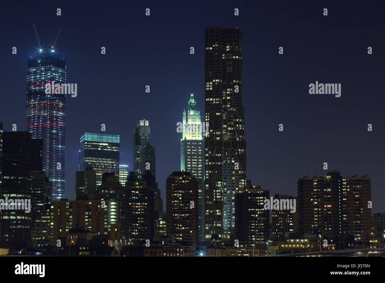 Stadtbild bei Nacht, Manhattan, New York City, New York, den USA, Nordamerika Stockfoto