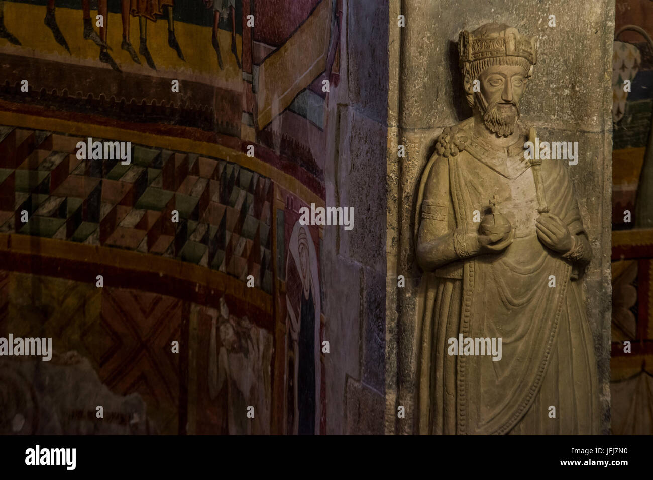 Schweiz, Kanton Graubünden, Müstair, Benediktiner-Abtei St.Johann im Münstertal, Kirche, innen Stockfoto