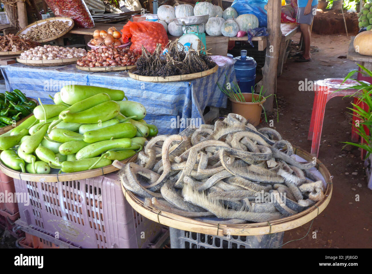Asien, Laos, Binnenland, Süd-Ost-Asien, Indochina Halbinsel, Vientiane, Markt, Gemüse Stockfoto